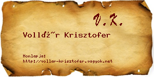 Vollár Krisztofer névjegykártya